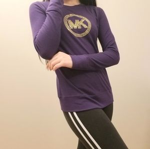 Purple Knit Sweater with Gold Rhinestone Detail